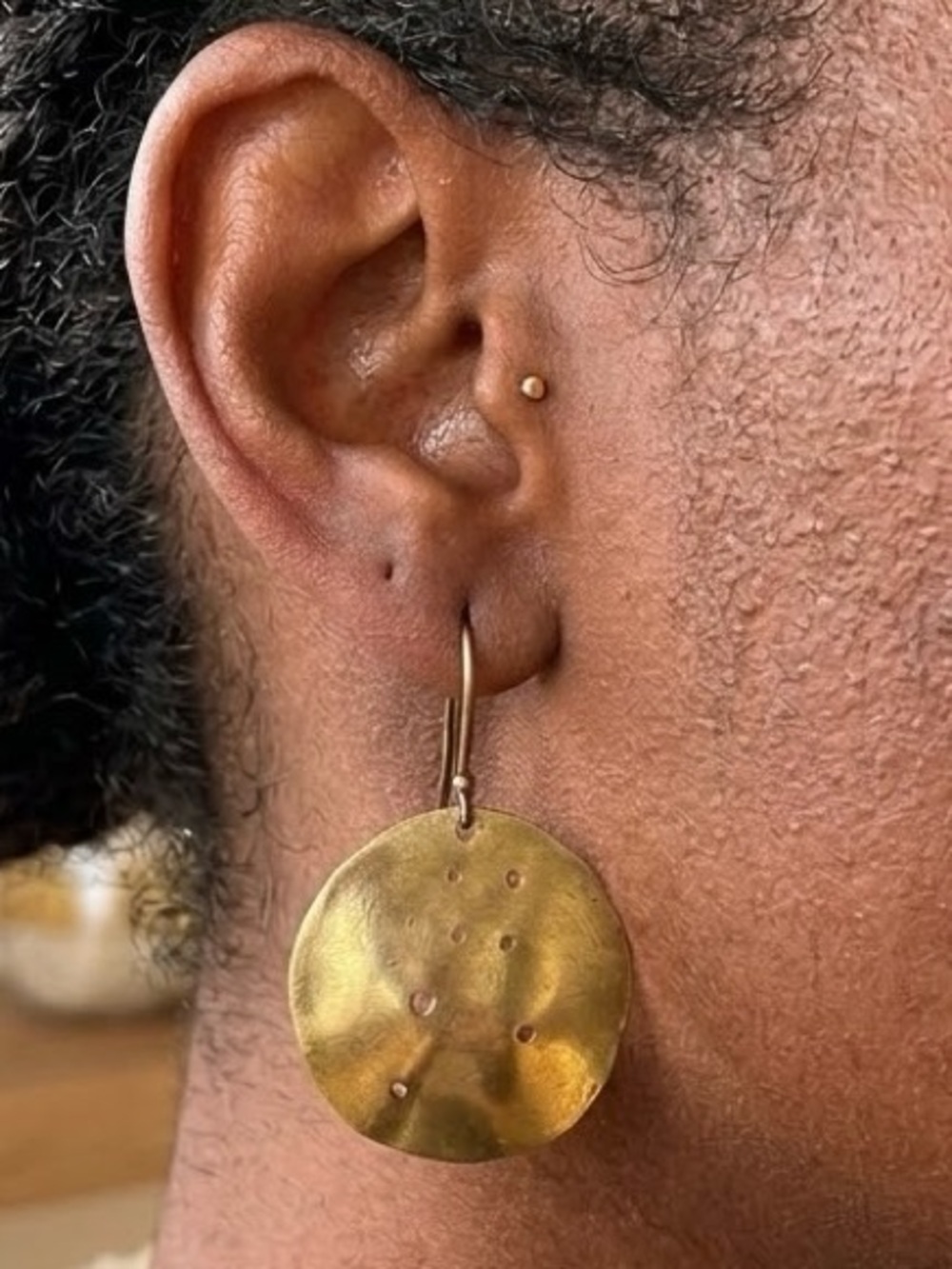 Piscis Austrinus Constellation Brass Disc Drop Earrings